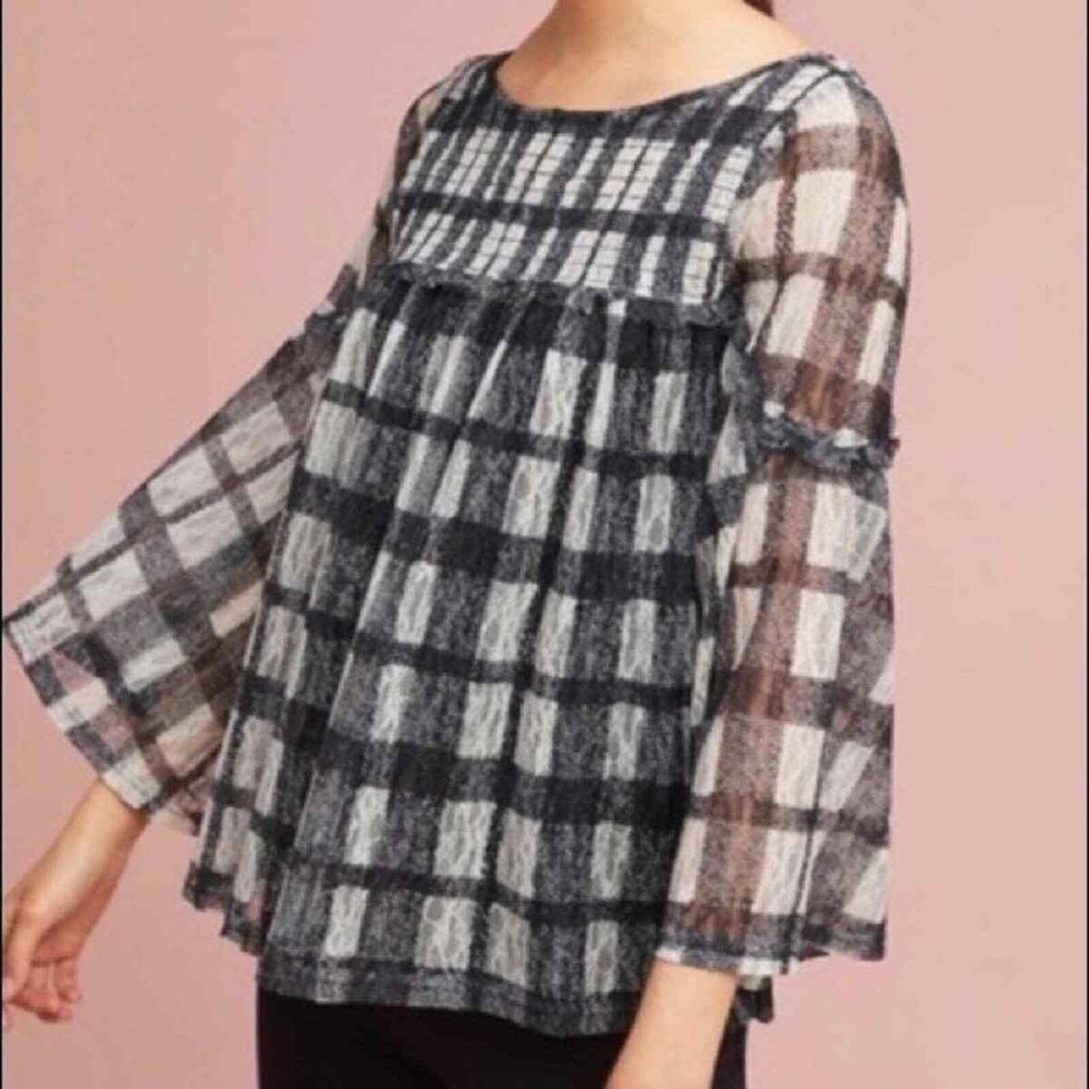 Akemi + Kin Patrizia Plaid‎ Flare Blouse- Small